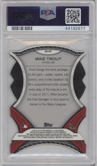 Mike Trout from the 2012 Topps Chrome set graded by PSA and given an overall grade of 10.