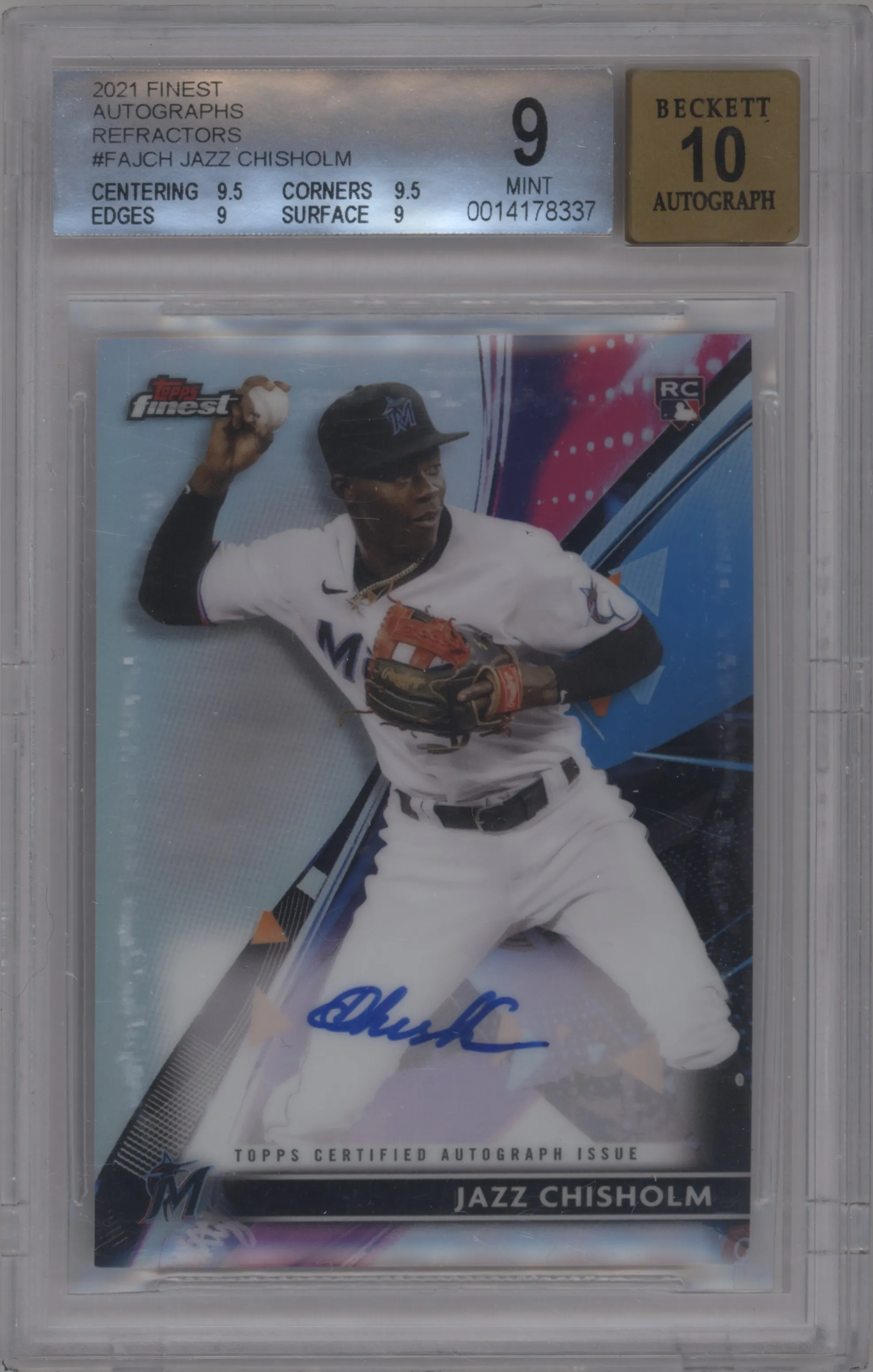 2021 Topps Finest Auto Jazz Chisholm BGS 9