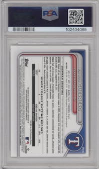 Pablo Guerrero from the 2024 Bowman Chrome set featuring a Gold Refractor parallel graded by PSA and given an overall grade of 9.