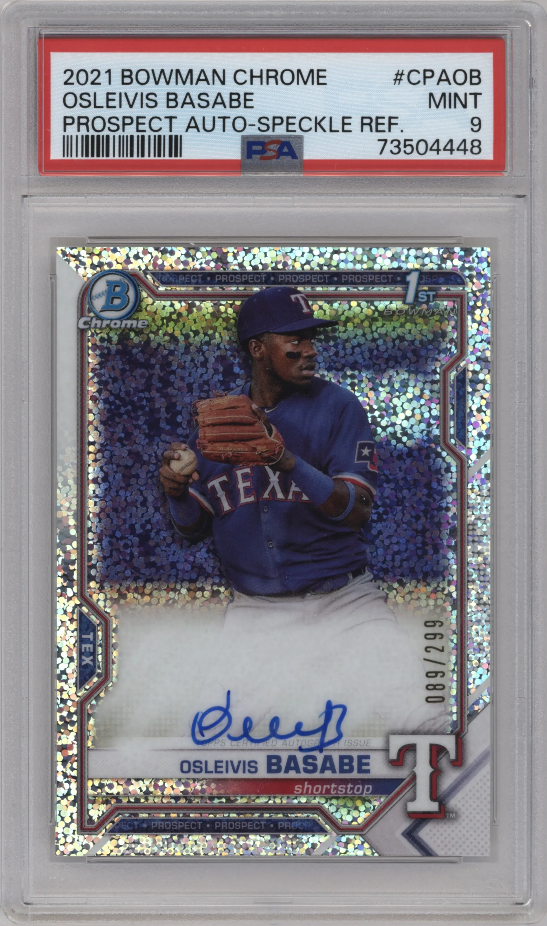 2021 Bowman Chrome Pros.Auto Osleivis Basabe Speckle Refractor PSA 9
