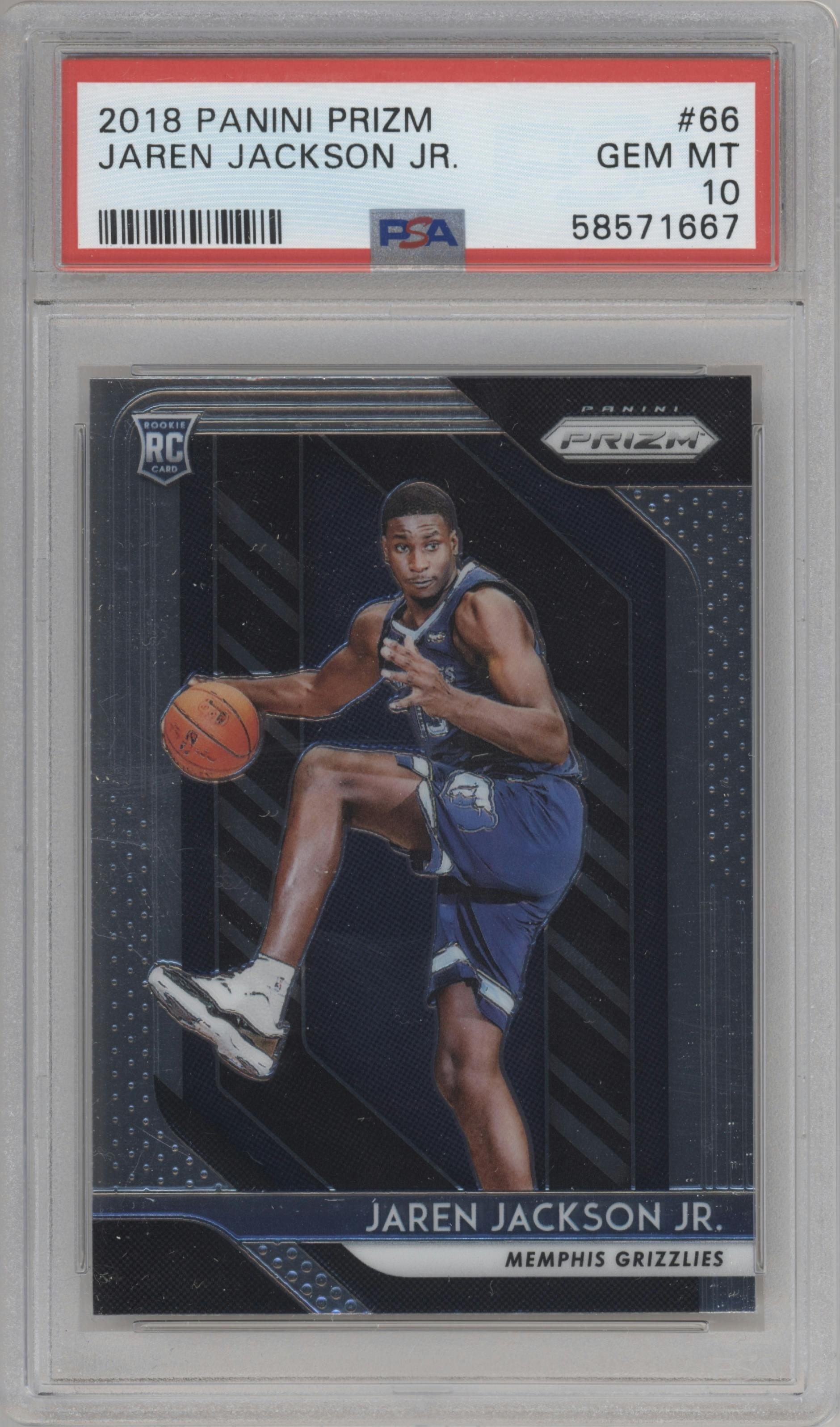 Jaren Jackson Jr. from the 2018-19 Panini Prizm set graded by PSA and given an overall grade of 10.