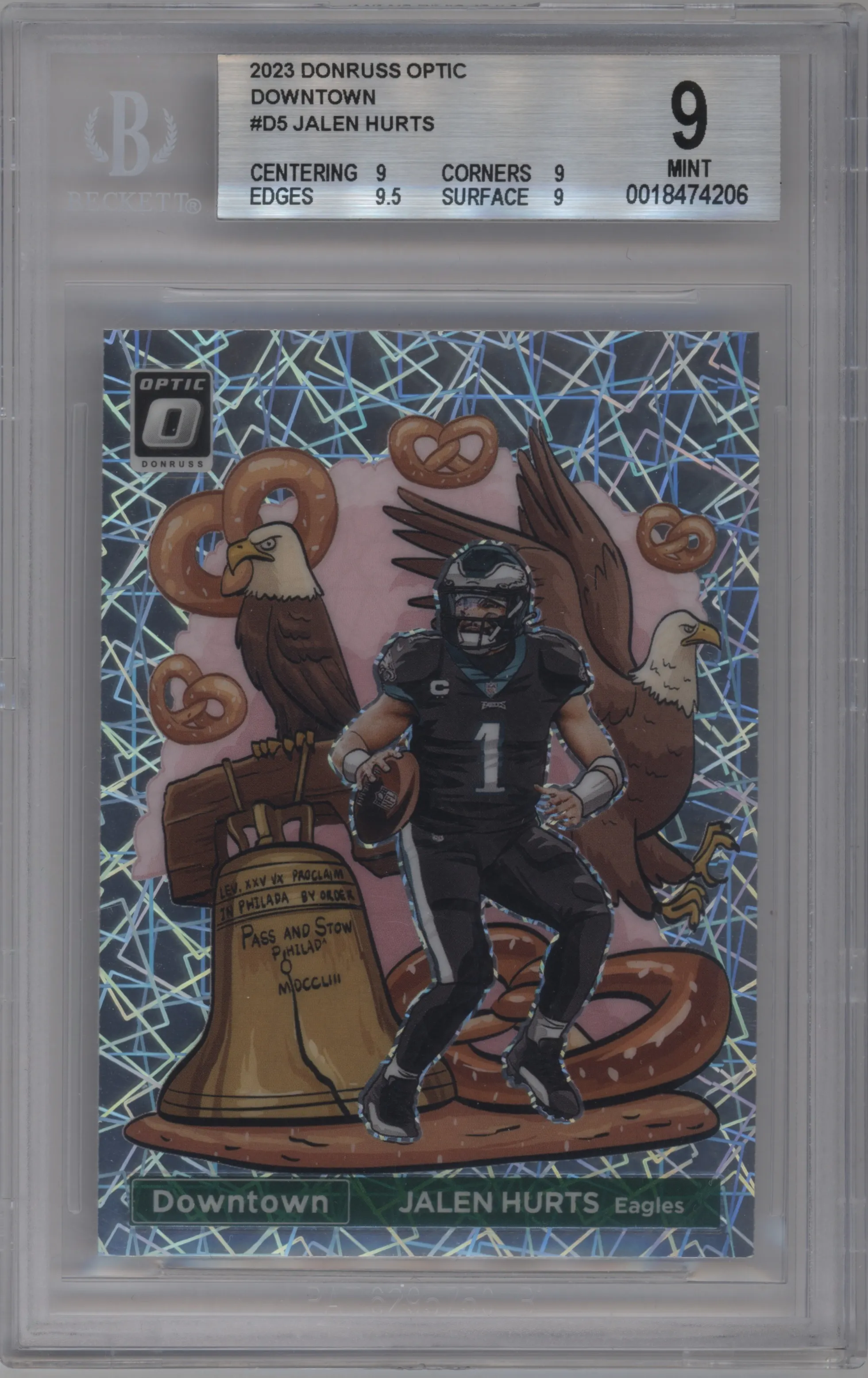 2023 Donruss Optic Downtown Jalen Hurts #D-5 BGS 9