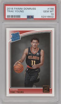 Trae Young from the 2018-19 Panini Donruss  set graded by PSA and given an overall grade of 10.