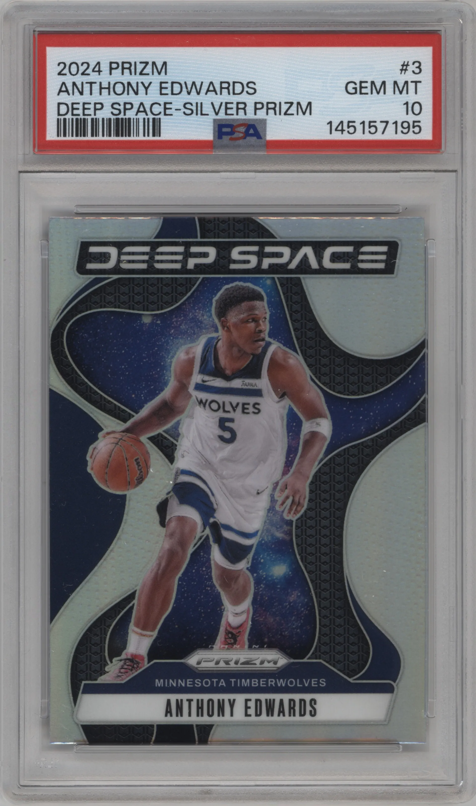2024 Panini Prizm Deep Space Anthony Edwards Silver Prizm #3 PSA 10