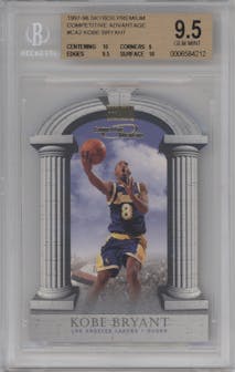 Kobe Bryant from the 1997-98 Skybox Premium set graded by Beckett and given an overall grade of 9.5.
