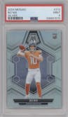 Bo Nix from the 2024 Panini Mosaic set featuring a Silver parallel graded by PSA and given an overall grade of 9.