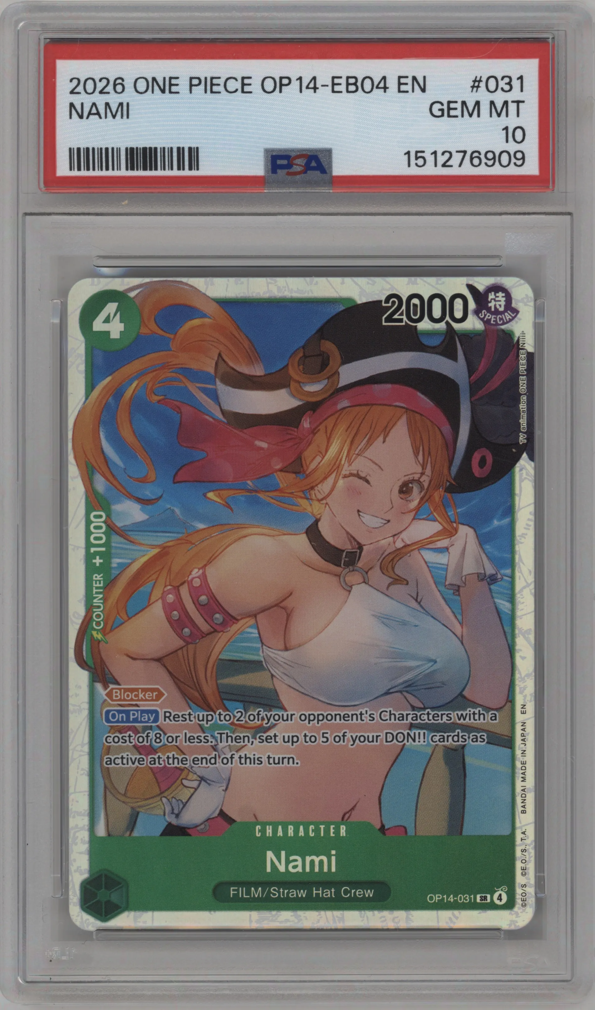 2026 One Piece The Azure Sea's Seven Nami SR #OP14-031 SR PSA 10
