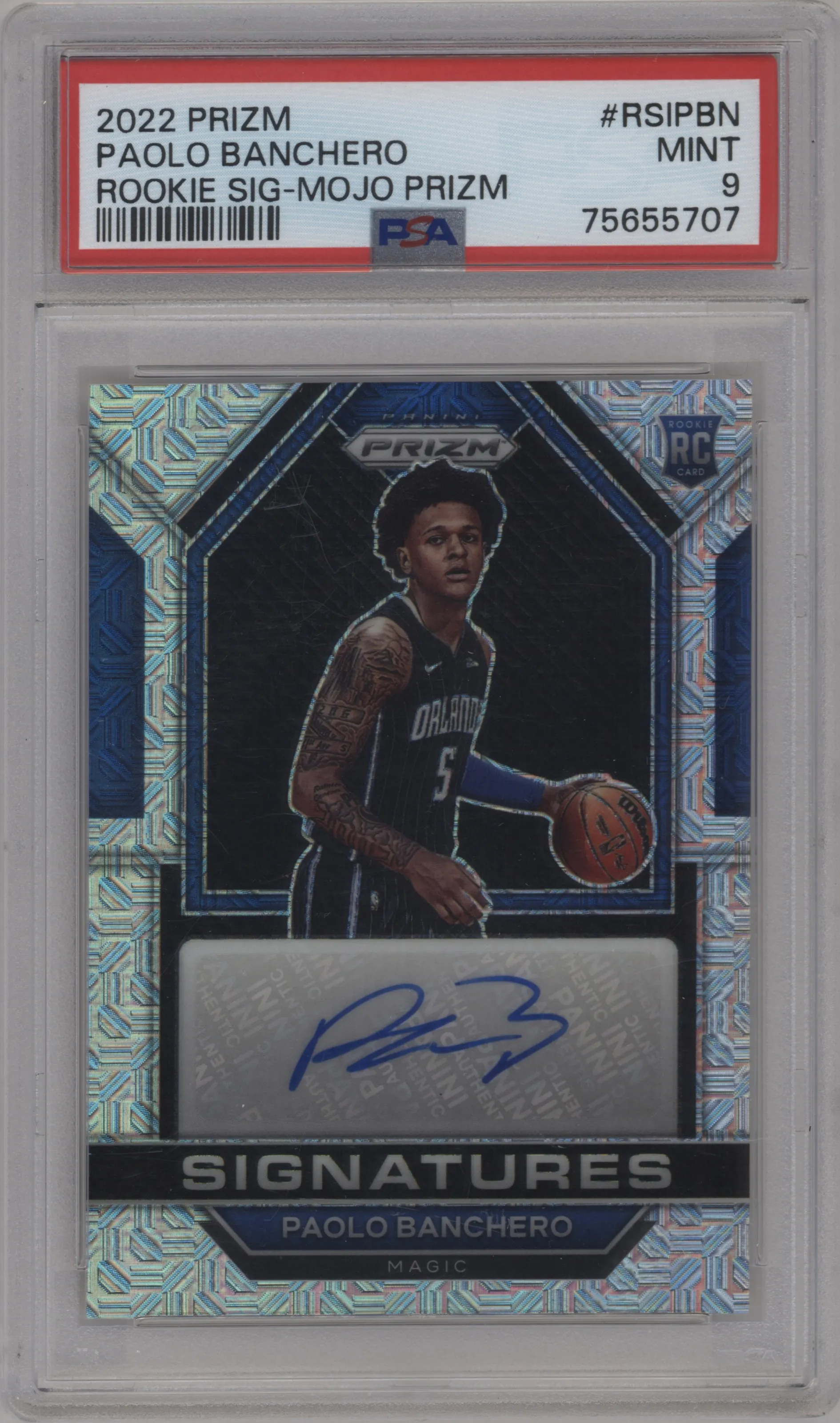 2022 Panini Prizm Rke.Sig. Paolo Banchero Mojo #RSI-PBN PSA 9