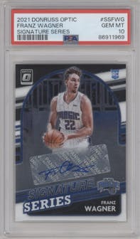 Franz Wagner  from the 2021-22 Panini Donruss Optic set graded by PSA and given an overall grade of 10.