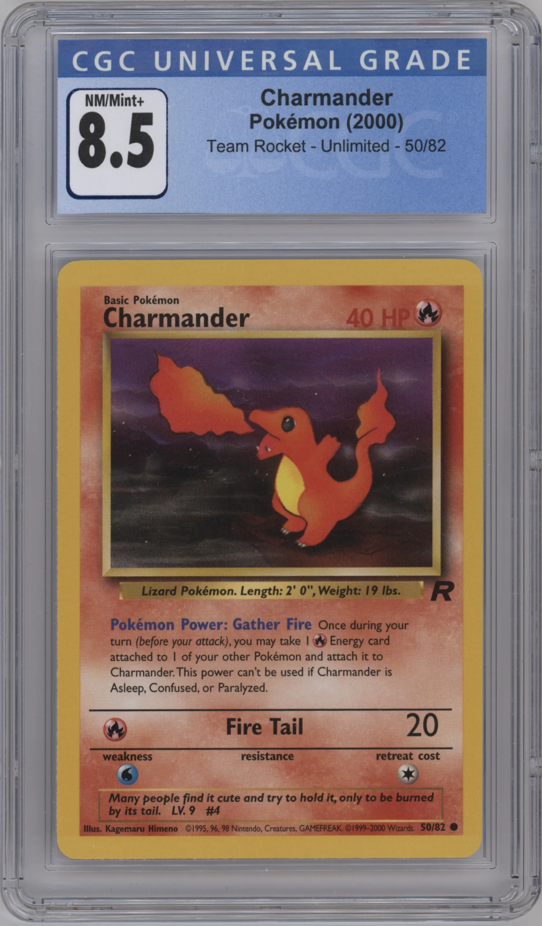 2000 Pokemon Team Rocket Charmander #50 CGC 8.5