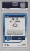 Caleb Williams from the 2024 Donruss set featuring a Football Emoji parallel graded by PSA and given an overall grade of 9.