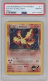 Rocket's Moltres from the 2000 Pokemon GH set graded by PSA and given an overall grade of 8.