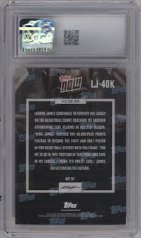LeBron James from the 2023-24 Topps Now set graded by CSG and given an overall grade of 10.