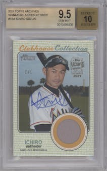 Ichiro Suzuki from the 2021 Topps Archives Signature Series Retired Player Edition set graded by Beckett and given an overall grade of 9.5.