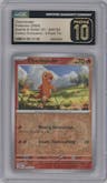 Charmander from the 2024 Pokemon SV set featuring a Cosmos 151 Mini Tin 5-Pack parallel graded by CSG and given an overall grade of 10.