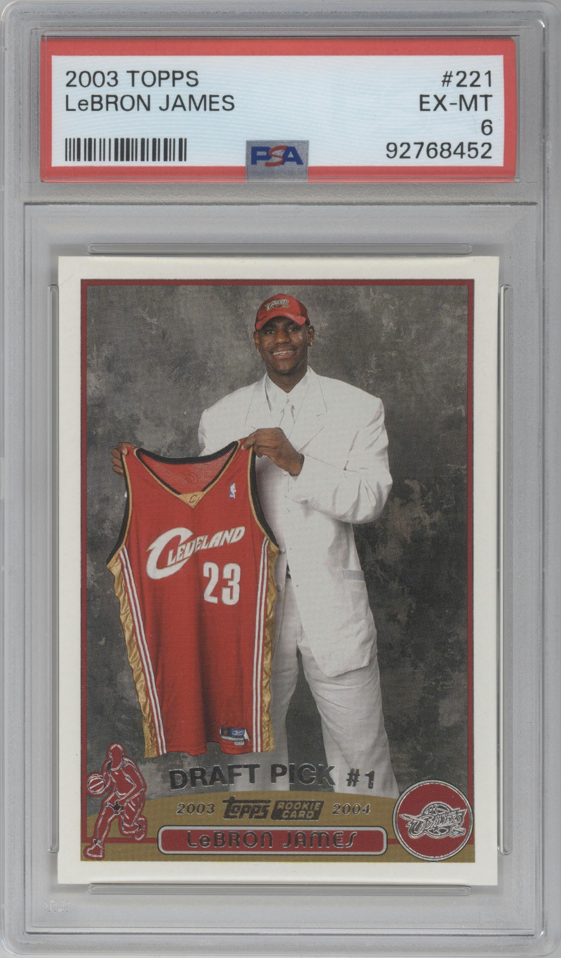 LeBron James from the 2003-04 Topps set graded by PSA and given an overall grade of 6.