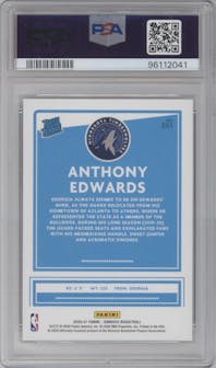 Anthony Edwards from the 2020-21 Panini Donruss set graded by PSA and given an overall grade of 10.