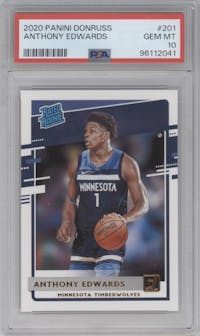 Anthony Edwards from the 2020-21 Panini Donruss set graded by PSA and given an overall grade of 10.