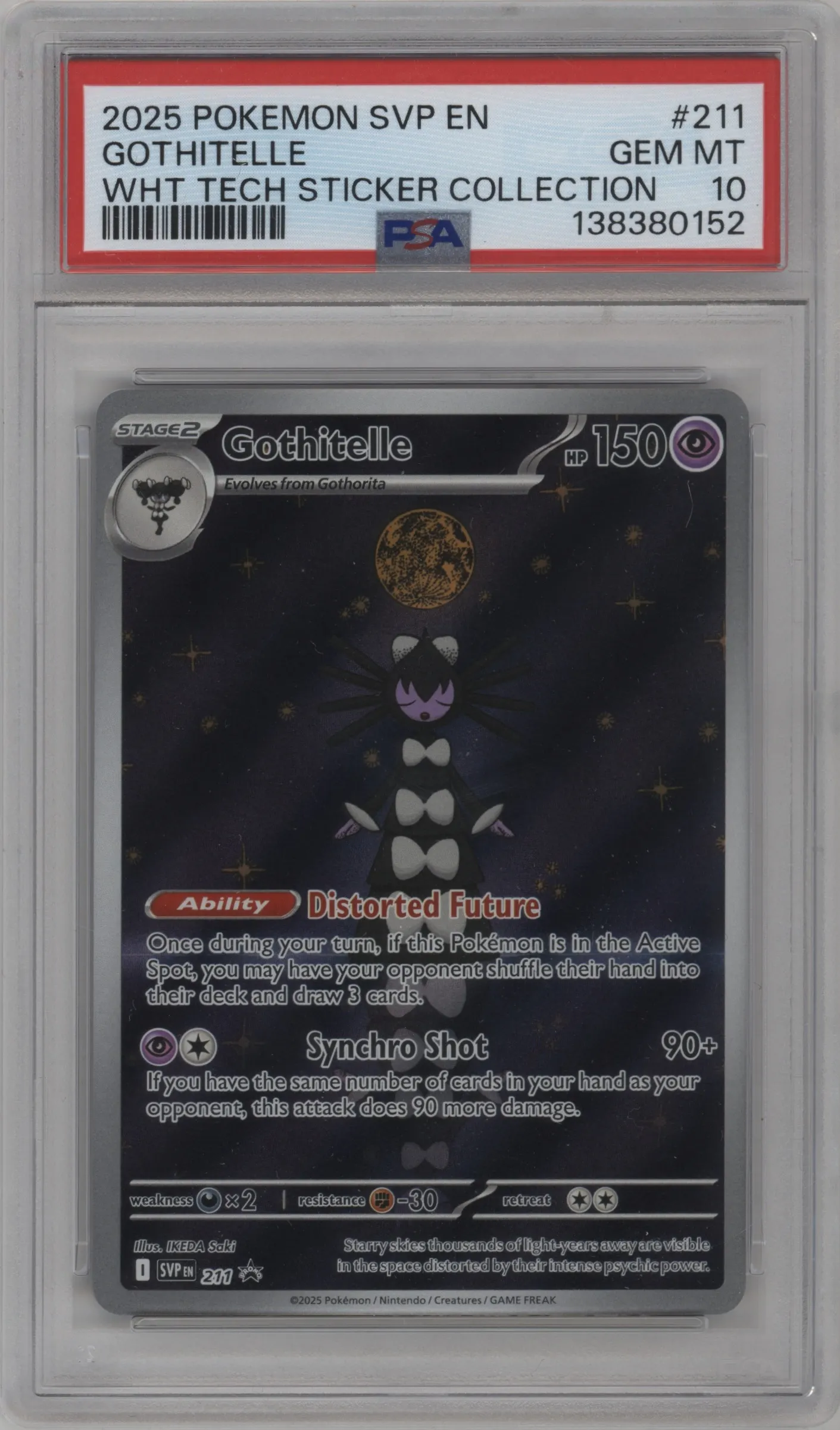 2025 Pokemon SV Gothitelle White Flare Tech Sticker Collection #211 PSA 10