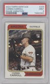 Corbin Carroll from the 2023 Topps Heritage set graded by PSA and given an overall grade of 9.