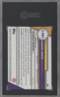 Angel Reese from the 2023-24 Bowman U Chrome set featuring a Gold Shimmer Refractor parallel graded by SGC and given an overall grade of 9.5.