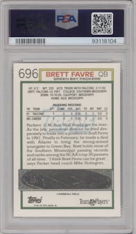 Brett Favre from the 1992 Topps set graded by PSA and given an overall grade of 9.