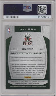 Giannis Antetokounmpo from the 2013-14 Panini Totally Certified set graded by PSA and given an overall grade of 9.