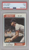 Al Kaline from the 1974 Topps set graded by PSA and given an overall grade of 7.