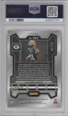 Jayden Reed from the 2023 Panini Prizm set featuring a No Huddle Gold parallel graded by PSA and given an overall grade of 10.