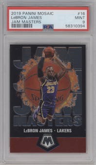LeBron James from the 2019-20 Panini Mosaic  set graded by PSA and given an overall grade of 9.