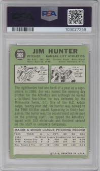Jim Hunter from the 1967 Topps set graded by PSA and given an overall grade of 4.