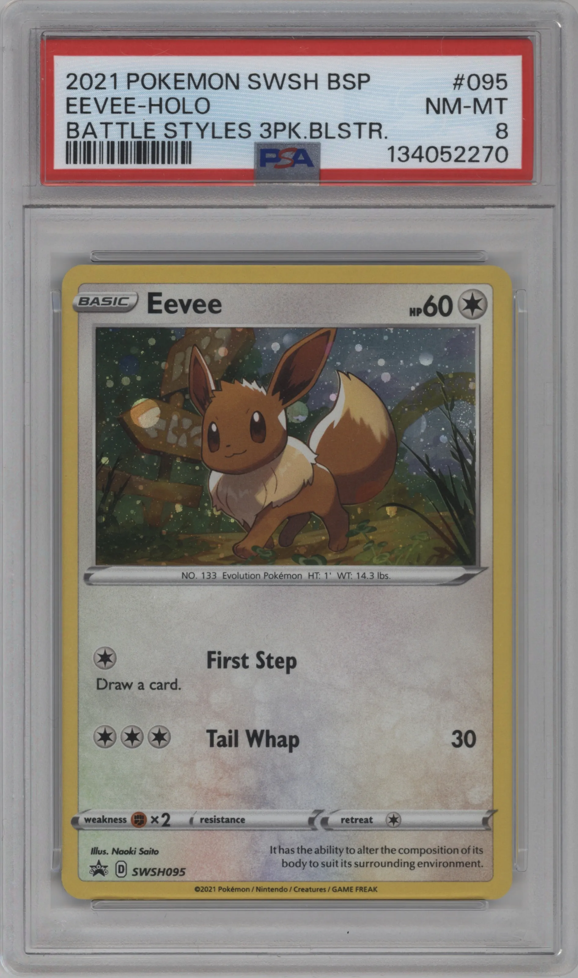 2021 Pokemon SWSH Eevee Battle Styles 3 pack blisters #SWSH095 PSA 8