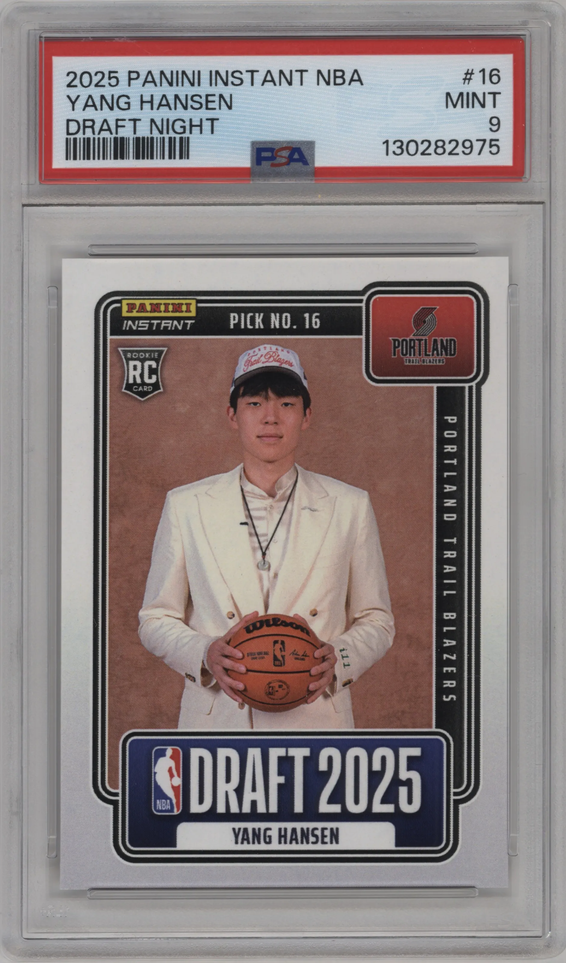 2025 Panini Instant Draft Night Yang Hansen PSA 9