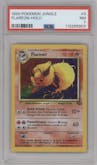 Flareon from the 1999 Pokemon set graded by PSA and given an overall grade of 7.