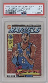 Shai Gilgeous-Alexander from the 2023-24 Panini Hoops Premium Stock set graded by PSA and given an overall grade of 9.