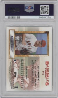 Mike Trout from the 2020 Topps Finest Flashbacks set graded by PSA and given an overall grade of 10.