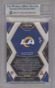 Puka Nacua from the 2023 Panini Select set featuring a Black parallel graded by Beckett and given an overall grade of 9.