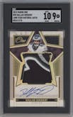 Dallas Goedert from the 2023 Panini One set featuring a Gold parallel graded by SGC and given an overall grade of 9.