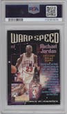 Michael Jordan from the 1995-96 Topps Stadium Club set graded by PSA and given an overall grade of 8.