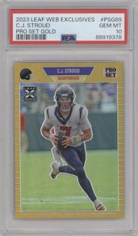 C.J. Stroud from the 2023 Leaf Web Exclusives set graded by PSA and given an overall grade of 10.