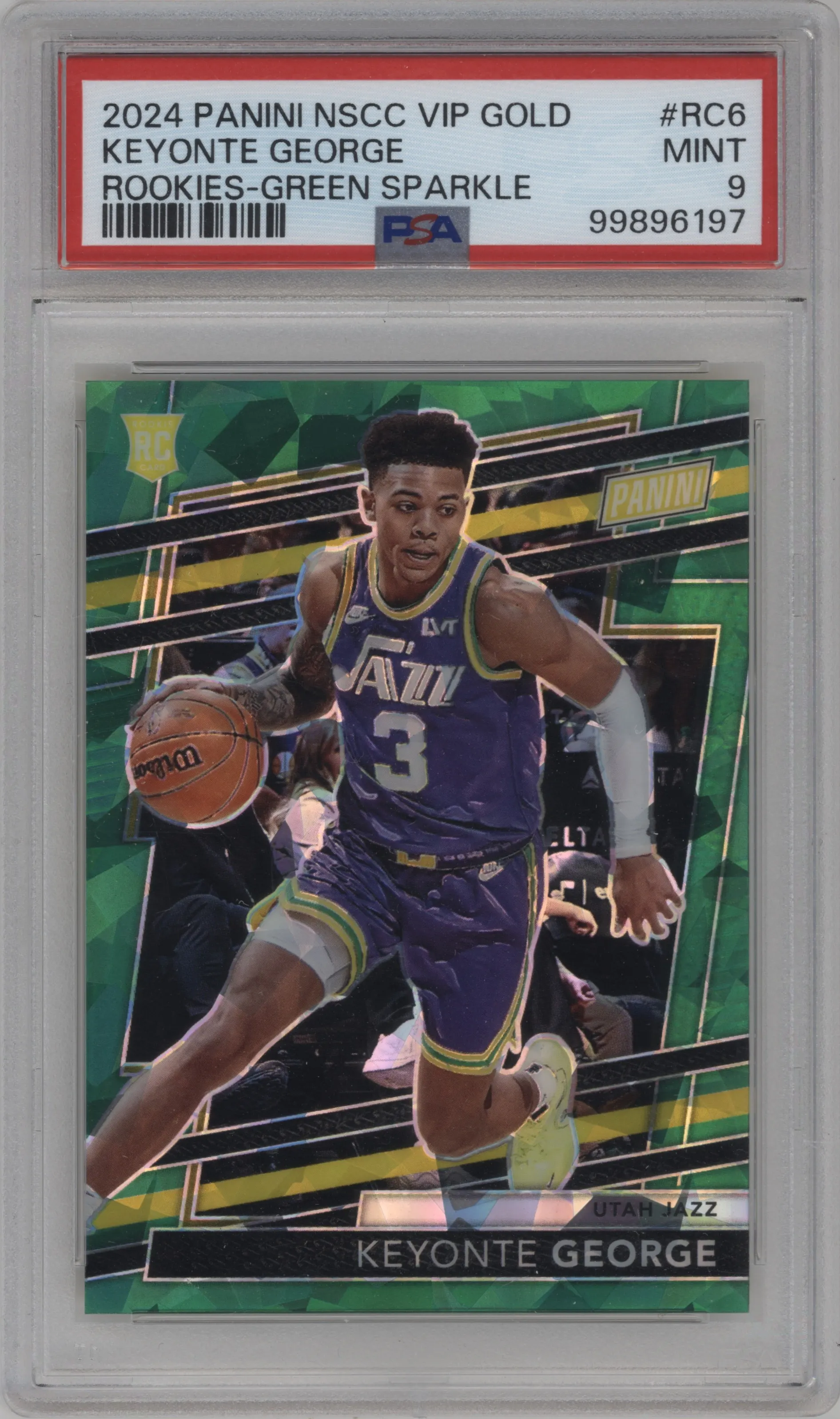 2024 Panini The National VIP Gold Pack Keyonte George Green Sparkle PSA 9