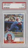 Pete Rose from the 1983 Topps set graded by PSA and given an overall grade of 9.