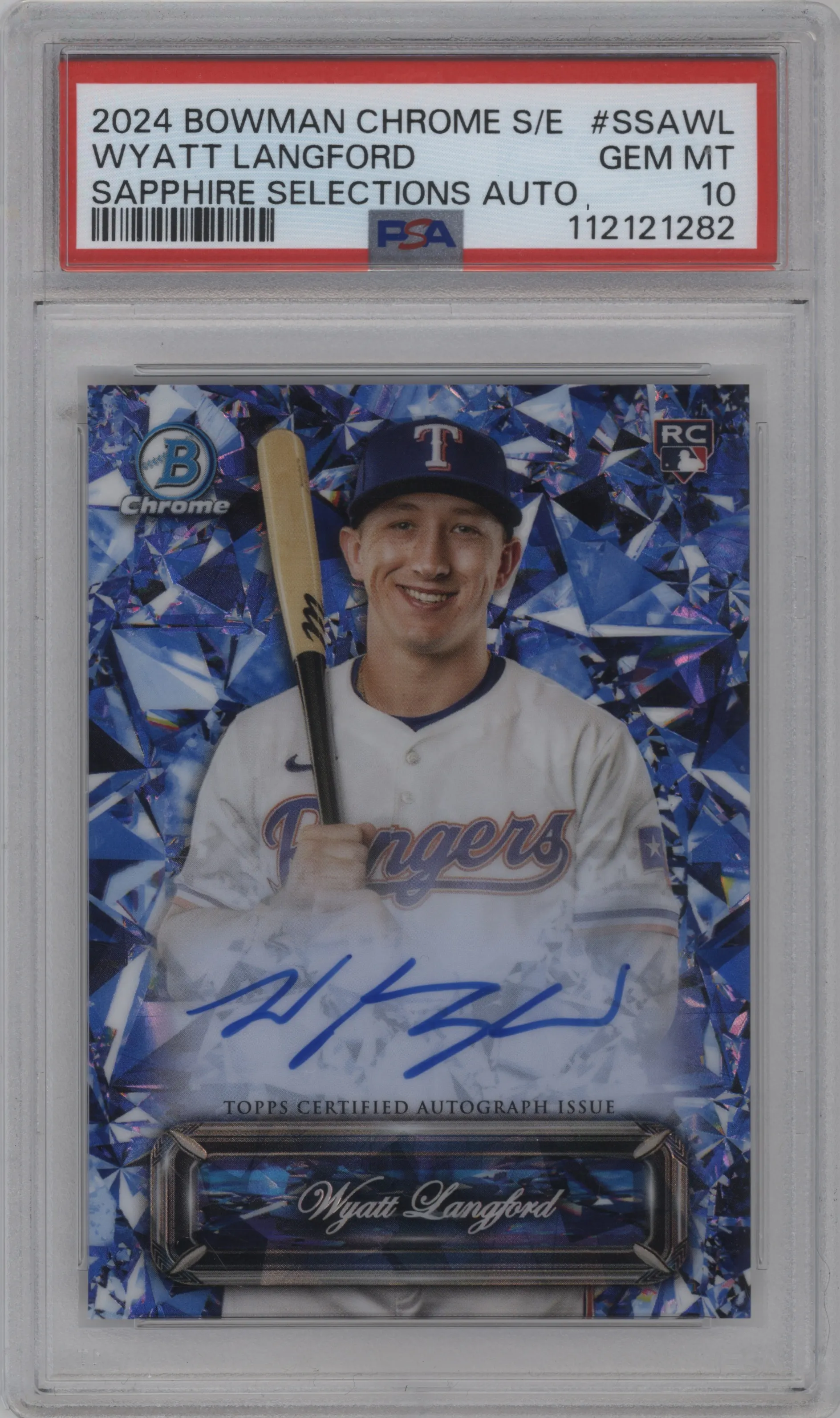 2024 Bowman Chrome Sapphire Sapphire Selections Au. Wyatt Langford #SSA-WL PSA 10