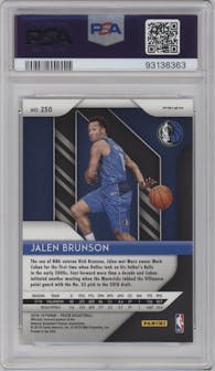 Jalen Brunson from the 2018-19 Panini Prizm set featuring a Silver Prizm parallel graded by PSA and given an overall grade of 9.