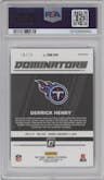 Derrick Henry from the 2021 Panini Donruss Optic set featuring a  Purple Stars parallel graded by PSA and given an overall grade of 10.