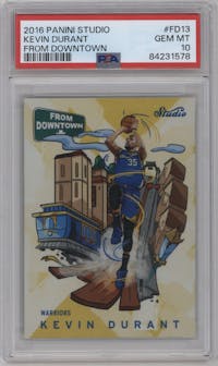Kevin Durant from the 2016-17 Panini Studio set graded by PSA and given an overall grade of 10.