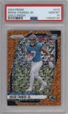 Brian Thomas Jr. from the 2024 Panini Prizm set featuring a Disco parallel graded by PSA and given an overall grade of 10.