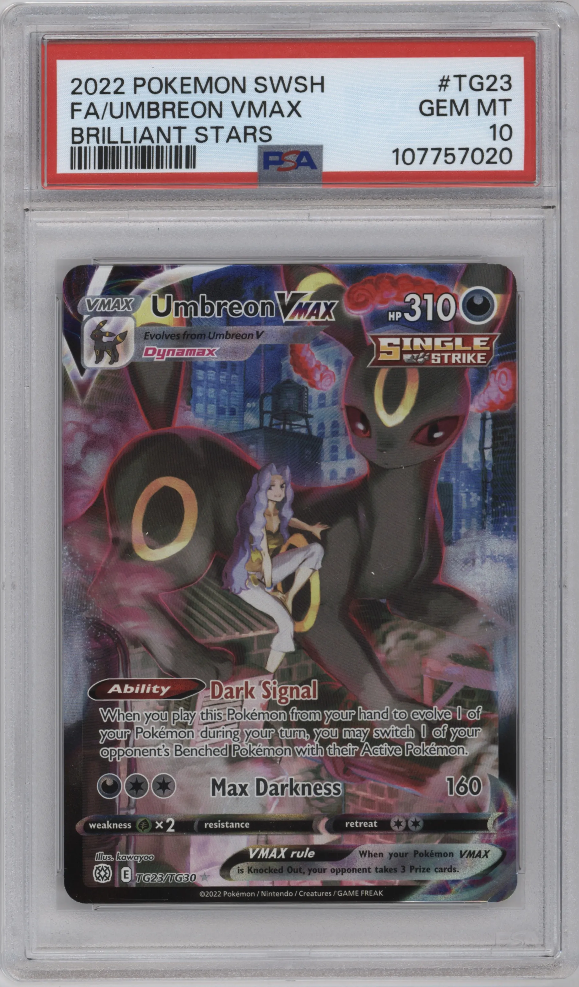 2022 Pokemon SWSH Brilliant Stars TG Umbreon VMAX PSA 10