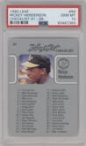 Rickey Henderson from the 1990 Leaf set graded by PSA and given an overall grade of 10.