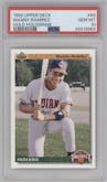 Manny Ramirez from the 1992 Upper Deck set featuring a Gold Hologram parallel graded by PSA and given an overall grade of 10.